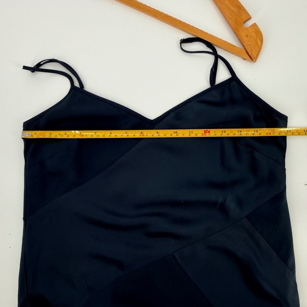 J.Crew Collection Mixed Satin-Crepe Slip Dress Navy Blue [8] J8260 90's Stle - Picture 2 of 10